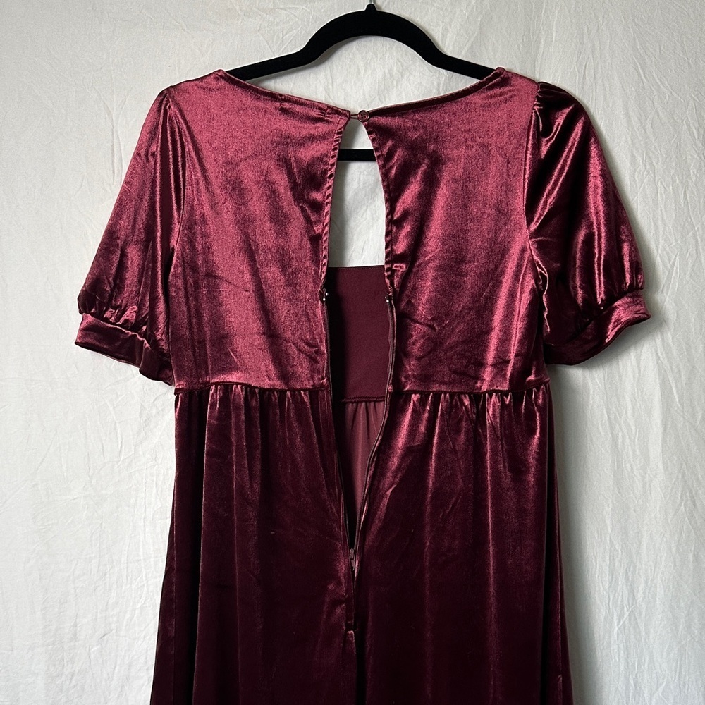 Miami Velvet Mini Dress in Rich Burgundy - Picture 6 of 6